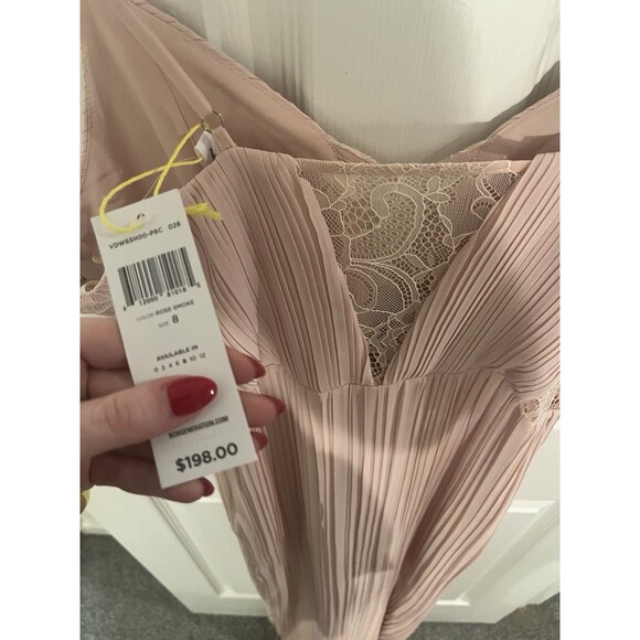 BCBGeneration Women's Pink Chiffon Lace Pleated Maxi Formal Gown Dress 8 NWT NEW - Picture 12 of 12